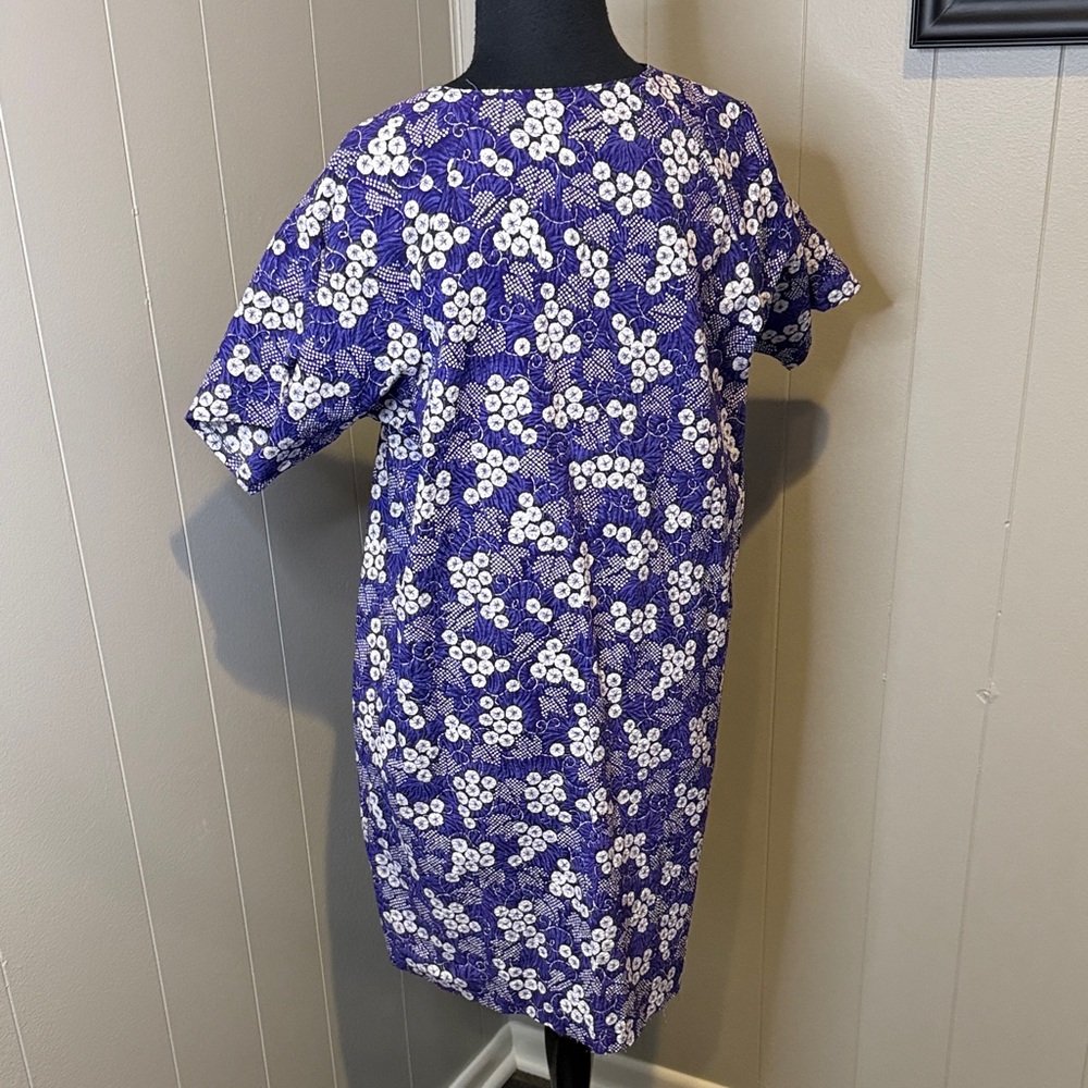 B14 Floral Purple Midi Short Sleeve Shift Dress - Picture 5 of 5